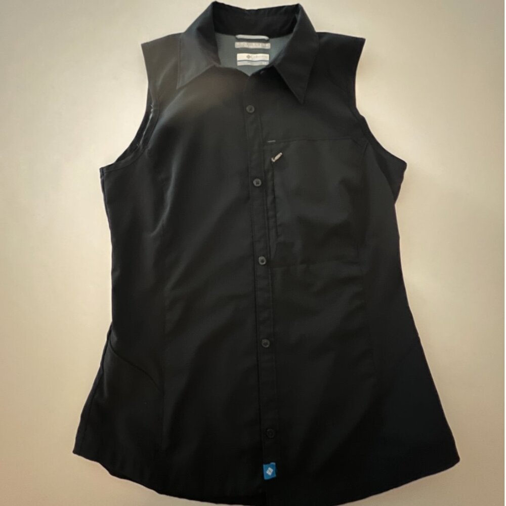 Columbia Omni-Shade Athletic Sleeveless Button Up Black  S/P